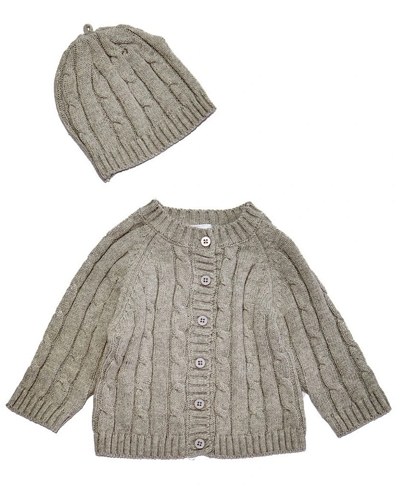 3 Stories Trading Baby Cable Knit Baby Cardigan with Beanie