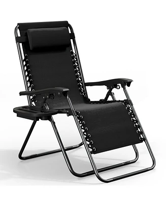 Outdoor Patio Zero Gravity Chair - Reclining Lounge with Pillow & Cup Holders