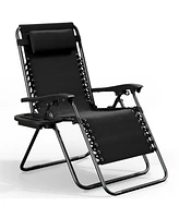 Outdoor Patio Zero Gravity Chair - Reclining Lounge with Pillow & Cup Holders