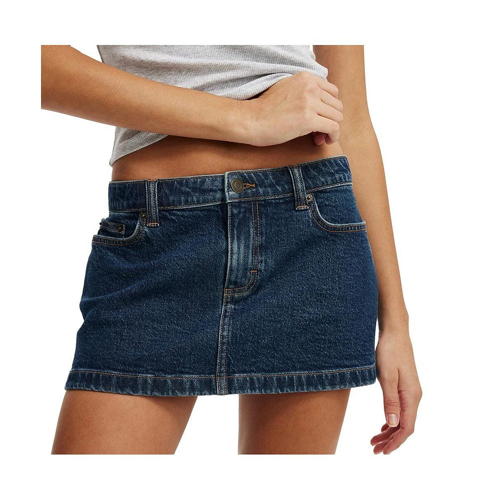 Cotton On Women's Micro Low Denim Skirt