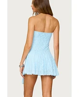 Edikted Women's Elaia Asymmetric Strapless Lace Mini Dress