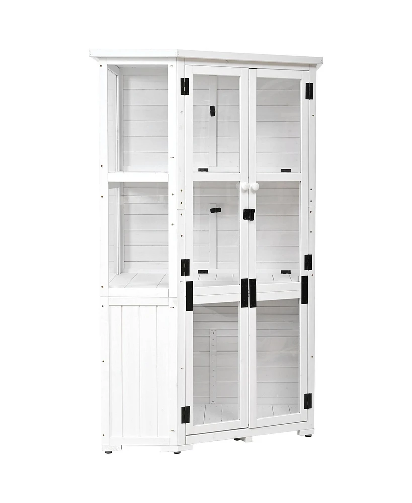 Mondawe 63"H Wood Storage Cabinet,Waterproof Greenhouse with Lockable Door