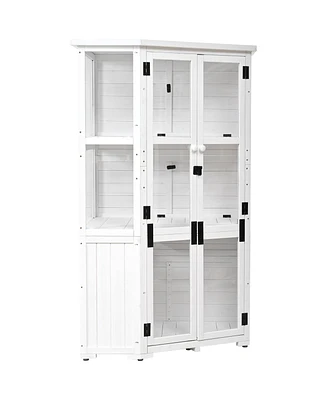 Mondawe 63"H Wood Storage Cabinet,Waterproof Greenhouse with Lockable Door