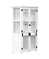 Mondawe 63"H Wood Storage Cabinet,Waterproof Greenhouse with Lockable Door