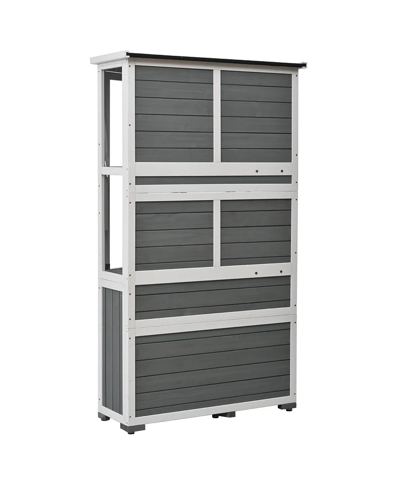 Mondawe 63"H Wood Storage Cabinet,Waterproof Greenhouse with Lockable Door
