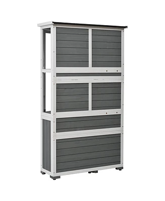 Mondawe 63"H Wood Storage Cabinet,Waterproof Greenhouse with Lockable Door