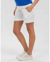 Pietro Brunelli Maternity Linen-Blend Shorts with Stretch Waistband