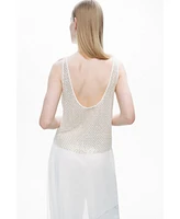 Nocturne Women's Open Back Crystal Stone Detailed Blouse
