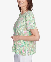 Alfred Dunner Petite Abstract Scroll Crew Neck Top