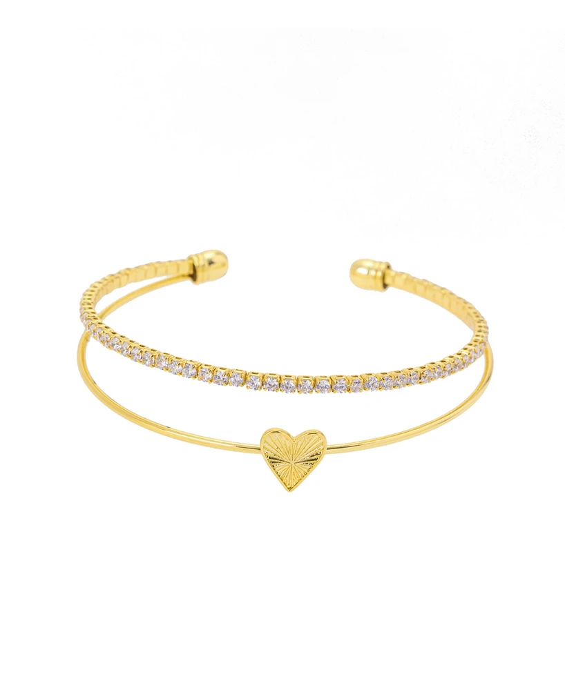 Unwritten Cubic Zirconia Heart Cuff Bracelet