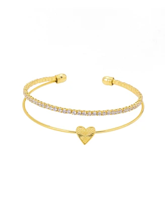 Unwritten Cubic Zirconia Heart Cuff Bracelet