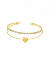 Unwritten Cubic Zirconia Heart Cuff Bracelet