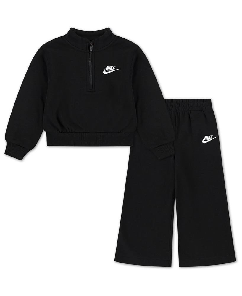 Nike Toddler Girls 2-Piece Wide Leg Club Fleece Top and Pants Set