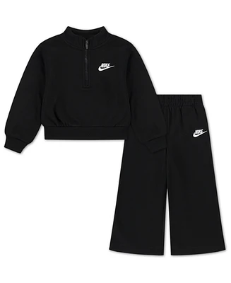 Nike Toddler Girls 2-Piece Wide Leg Club Fleece Top and Pants Set