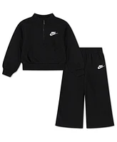 Nike Toddler Girls 2-Piece Wide Leg Club Fleece Top and Pants Set