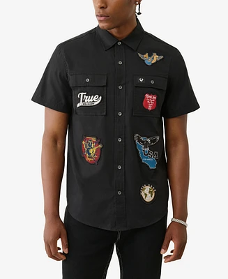 True Religion Men's Short Sleeve Workwear Patch Shirt