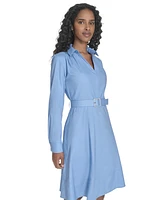 Calvin Klein Women's V-Neck Long-Sleeve A-Line Dress