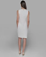 Karl Lagerfeld Paris Women's Scuba Crepe Faux-Pearl Sheath Dress