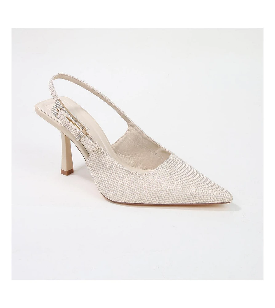 Chrysanthemum Raffia Slingback Pump Heels