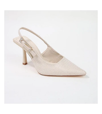 Chrysanthemum Raffia Slingback Pump Heels