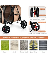 Gymax 4-in-1 Double Pet Stroller w/ Detachable Carrier Travel Carriage for Cats