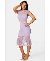 Bebe Women's Illusion Lace Midi Dress