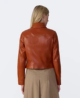 Furniq Uk Women's Bomber Leather Jacket, Created for Macy's