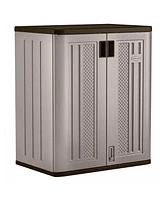 Suncast 9 Cu Ft Heavy Duty Resin Garage Base Storage Cabinet, Platinum (2 Pack)
