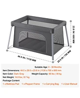 Baby Travel Crib Play Yard Folding Baby Toddler Playpen with Zipper Gate