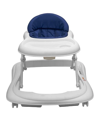 Slickblue Kids Anti-Rollover Foldable Baby Walker with Adjustable Height Wheels and Feeding Tray