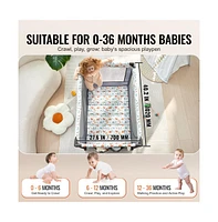 Slickblue Toddler Playpen Quick-Folding Portable Fence Play Yard & Wheels