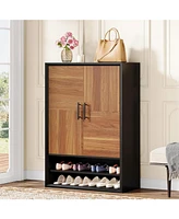Tribesigns Shoe Cabinet with Doors, 6-Tier Shoe Storage Organizer with Adjustable Shelves for Entryway Hallway Closet