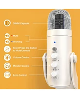 ZealSound Usb Microphone, Quick Mute, Noise Cancel for Phone, Pc, PS5, with Gain Control, Echo Monitor, Volume Adjust for Asmr, Streaming