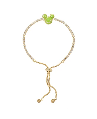 Disney Mickey Mouse Cubic Zirconia Ball Tennis Bolo Bracelet