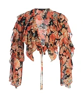 Jluxlabel Women's Floral Yvanna Ruffle Top