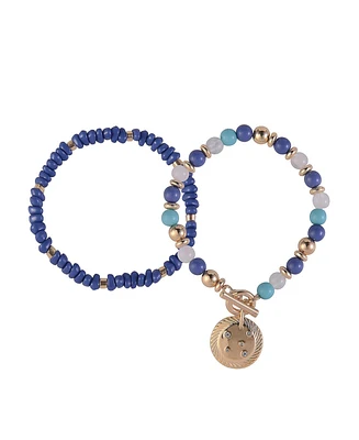 Rachel Rachel Roy Gold Tone and Beaded 2pc Bracelet Set