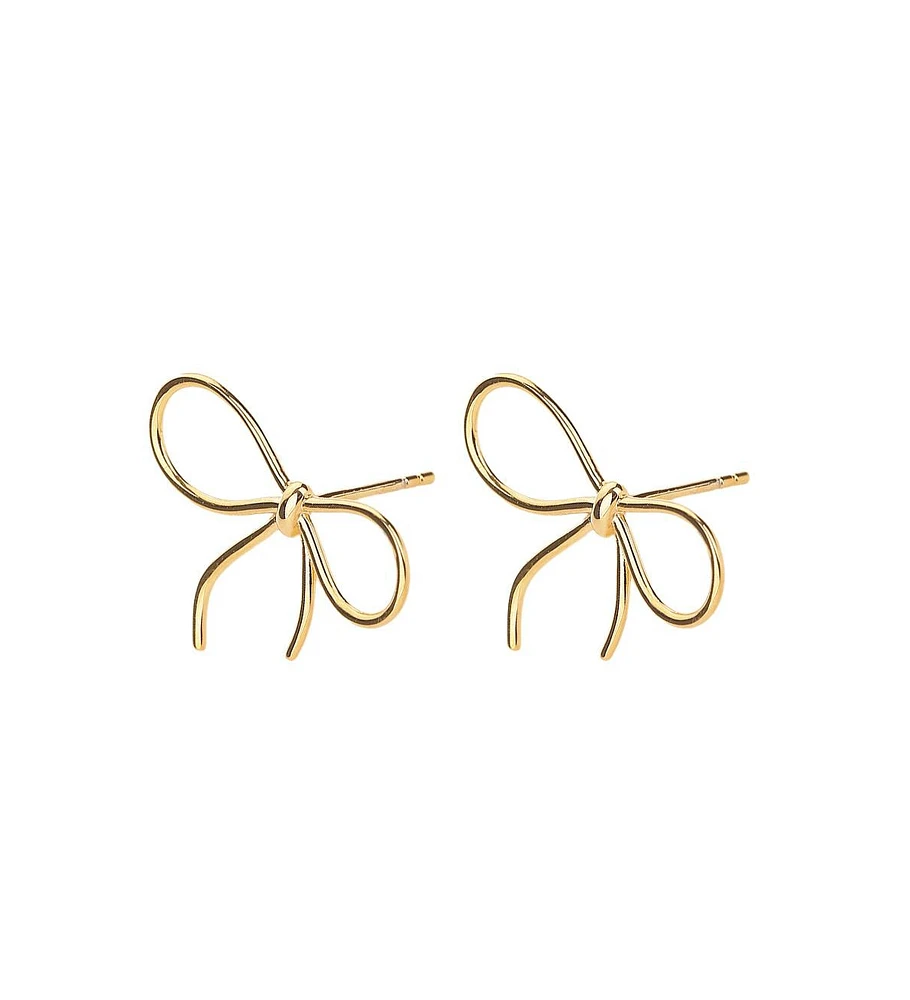 Sterling Silver 18k Gold Plated Colette Chic Bow Stud Earrings