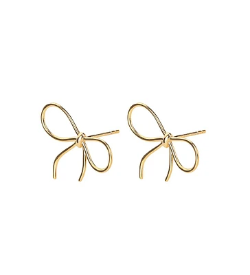 Sterling Silver 18k Gold Plated Colette Chic Bow Stud Earrings