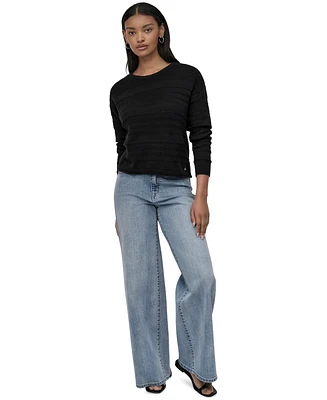 Dkny Jeans Petite Crewneck Open-Stitch Cotton Sweater