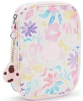 Kipling 100 Pens Aqua Flowers Zippered Pen Case