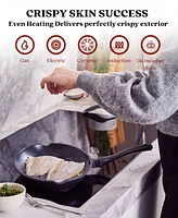 Alva Energy Ceramic Fish-Shaped Frying Pan - 13.4" Oval, Non-Toxic, Pfas/Pfoa/Ptfe-Free - Works on All Cooktops including Induction