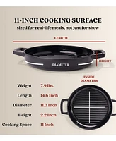Alva Nori 11" Enameled Cast Iron Round Griddle Pan - Pfas/Pfoa/Ptfe Free