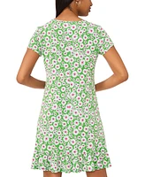 Msk Women's Printed Round-Neck Short-Sleeve Dress