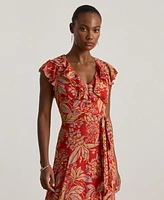 Lauren Ralph Women's Printed Empire-Waist Long Dress