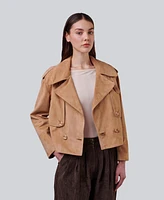 Furniq Uk Women's Suede Cropped Trench Style Jacket, Created For Macy's