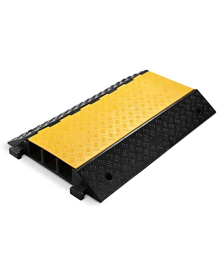 Yescom 3-Channel Rubber Cable Ramp 40000 Lbs Wire Cord Ramp Driveway Hose Cover Protector Speed Bumps for Driveway Hose Pipe Hider
