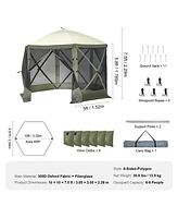 Quick Set Pop Up Screen Tent 6 Sided Canopy with Privacy Cloths and Mesh Windows