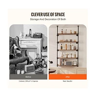 2PCS 5-Tier Industrial Pipe Shelf Frame, Wall Mount, No Planks Included