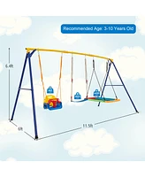 Gymax 3-in-1 Kids Swing Set 660 Lbs Carbon Steel Swing Frame w/ Belt Swing for Toddlers