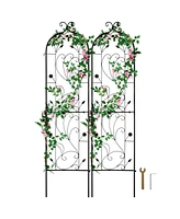 Slickblue 2 Pieces Rustproof Metal Garden Trellis for Strong Climbing Plant Support